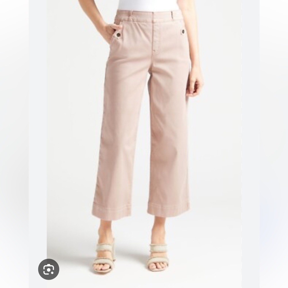 Spanx Twill Stretch Wide Leg Cropped Pants small workwear layered holiday